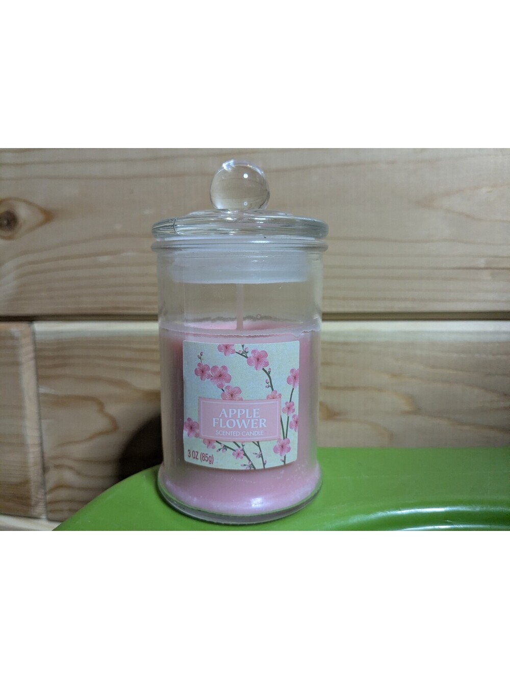 Star Candle Co. Apple Flower Scented Candle 3 oz Pink Glass Jar Single Wick Lid